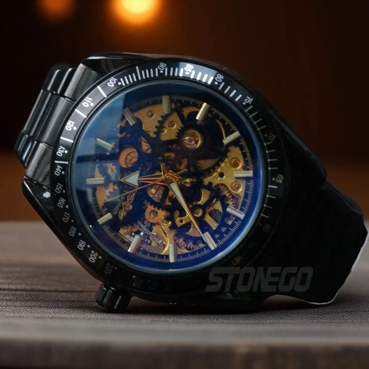 Women’s Automatic Mechanical Skeleton Watch Self-Winding Gold Plated Dress Watch Water Resistant Luxury Timepiece