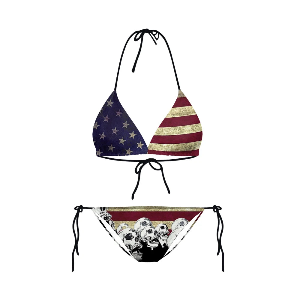 2023 Bikinis Mujer Women Bikinis Swimwear Beach Wear American Flag Bikini 3D Printed Sexy Swimsuit Bathing Suits