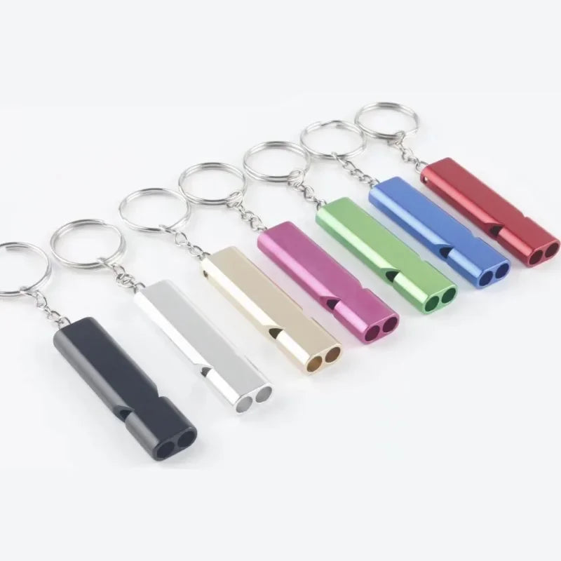 Dual Frequency Survival Whistle Flat Metal Whistle for Outdoor Hiking Climbing Emergence Whistle Cheerleading Souvenirs