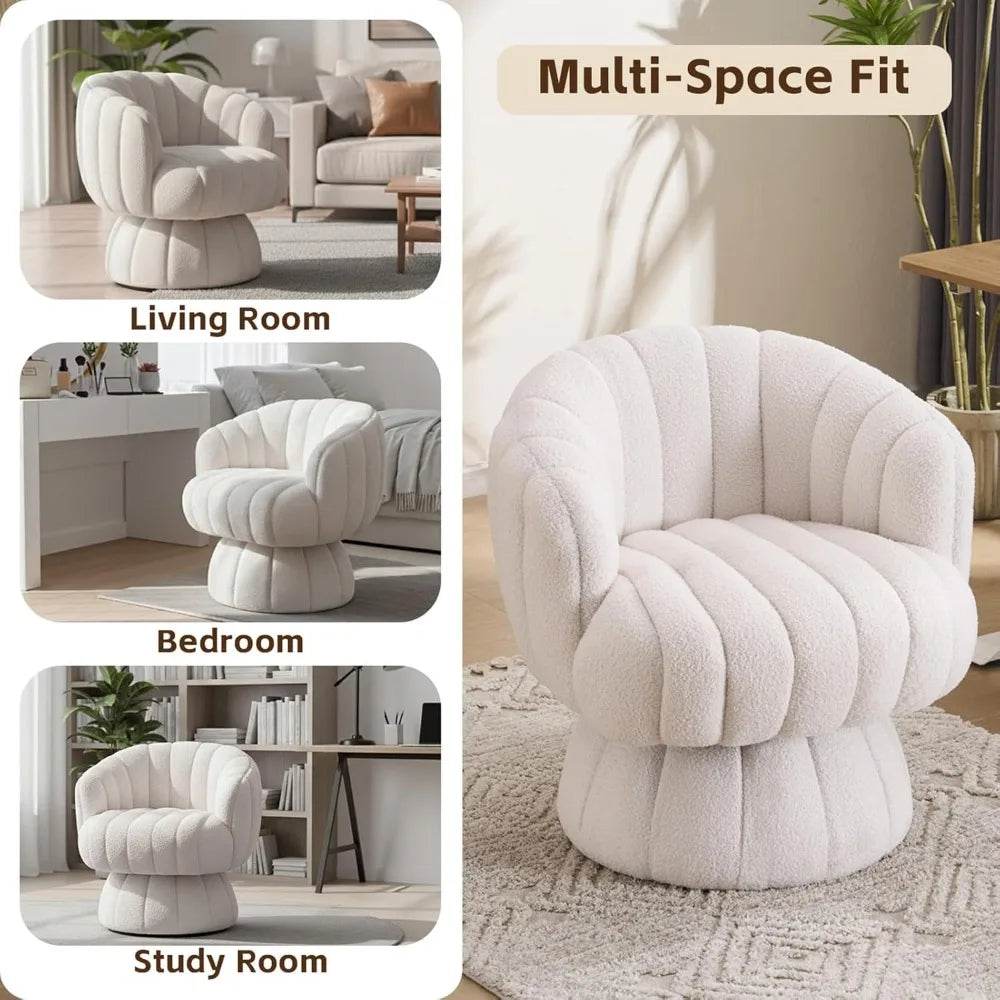 Vanity 360-Degree Swivel Accent Chair - Mid Century Modern Plush Round Makeup Chair, Relaxing Comfy Lounge Sofa Arm Chair, Idear