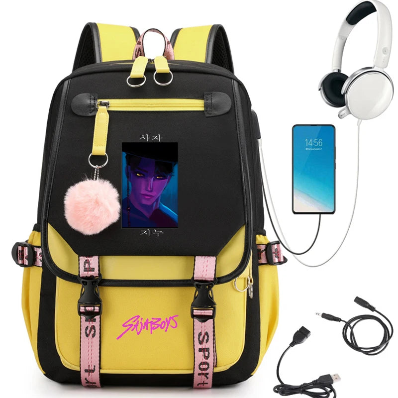 2025 New Back To School Backpack for Girls Boys Teenager KPop Demon Hunters Fashion Usb School Bags Travel Backpacks Mochila