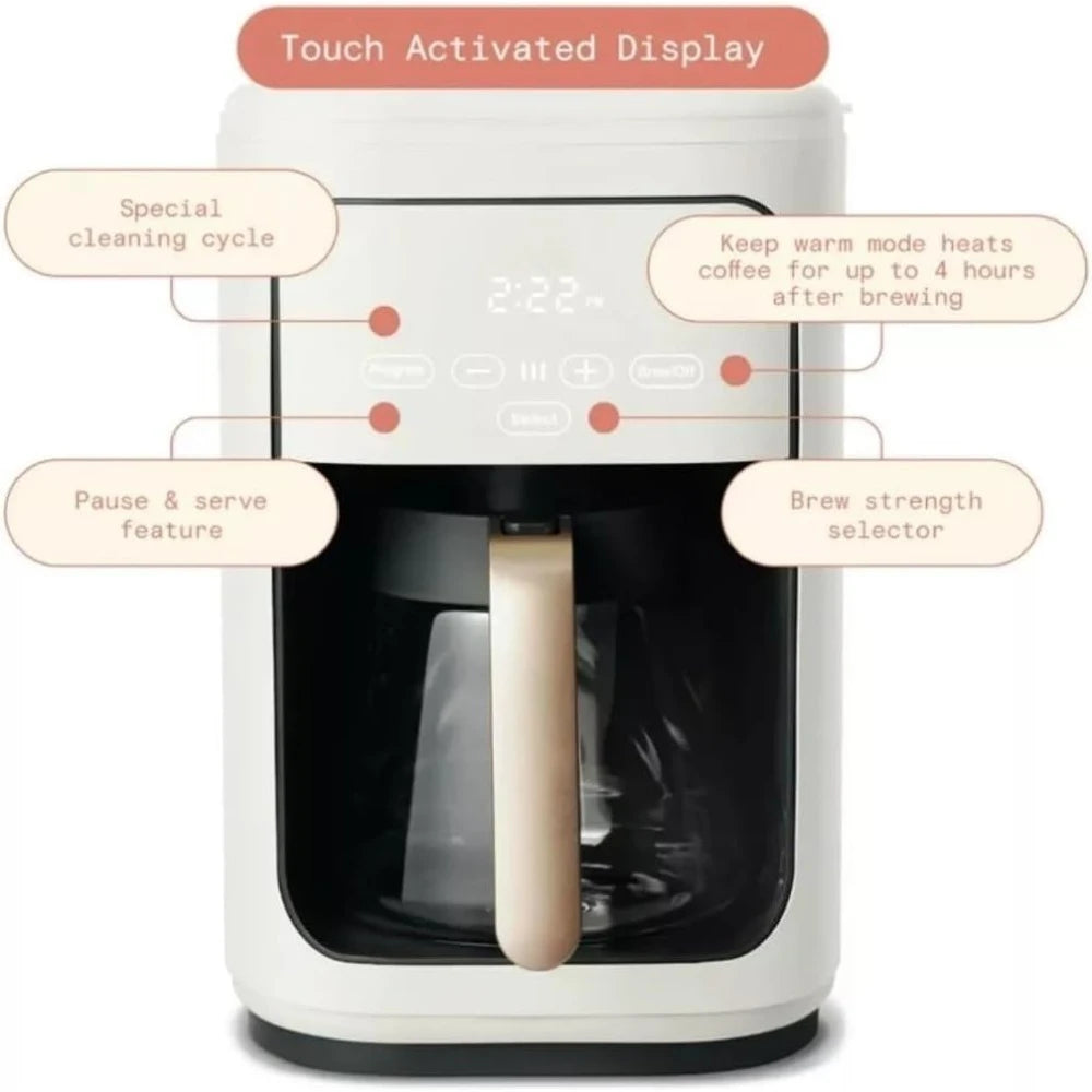 Beautiful Drew Coffee Maker, 14-Cup, Touch Display, Programmable, 1200W, Stainless Steel, Keep Warm, 24h Timer