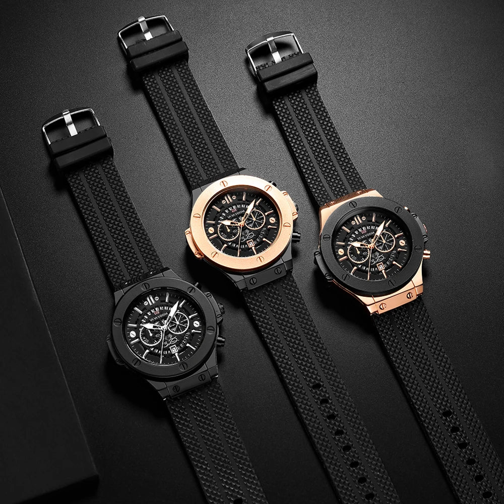 2023 New Men's Watch Top Brand Luxury Sports Silicone Strap Japanese Movement Calendar Quartz Waterproof Watch Relogio Masculino