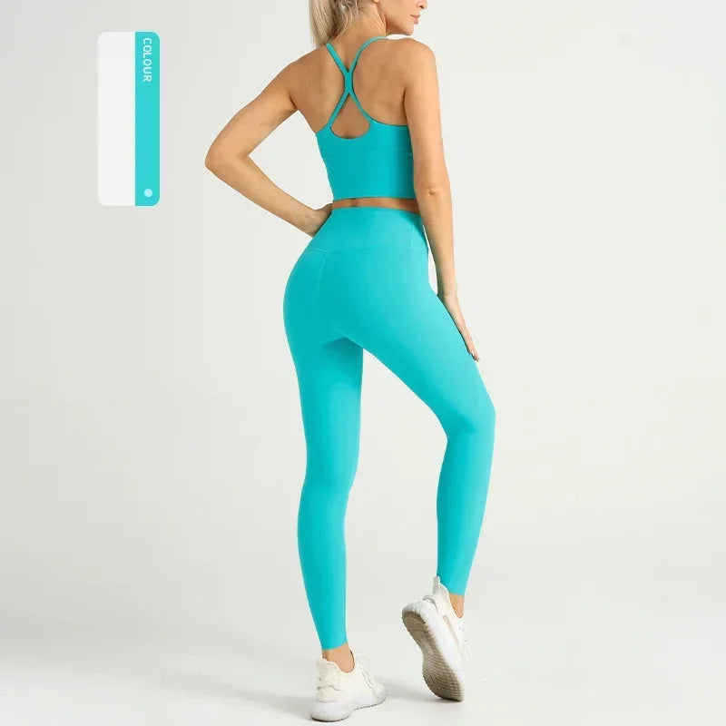 2 Piece Yoga Clothes Women's Tracksuit Athletic Wear Pilates Fitness Suit Gym Workout Push Up Clothes Sports Bra Leggings Suit