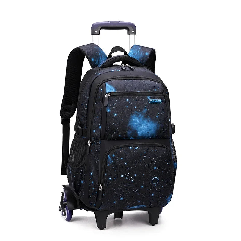 School Bag Kids Rolling Backpack for Boy Wheeled Backpack School Bag With Wheels Trolley Bookbag Carry on Luggage with Lunch Bag