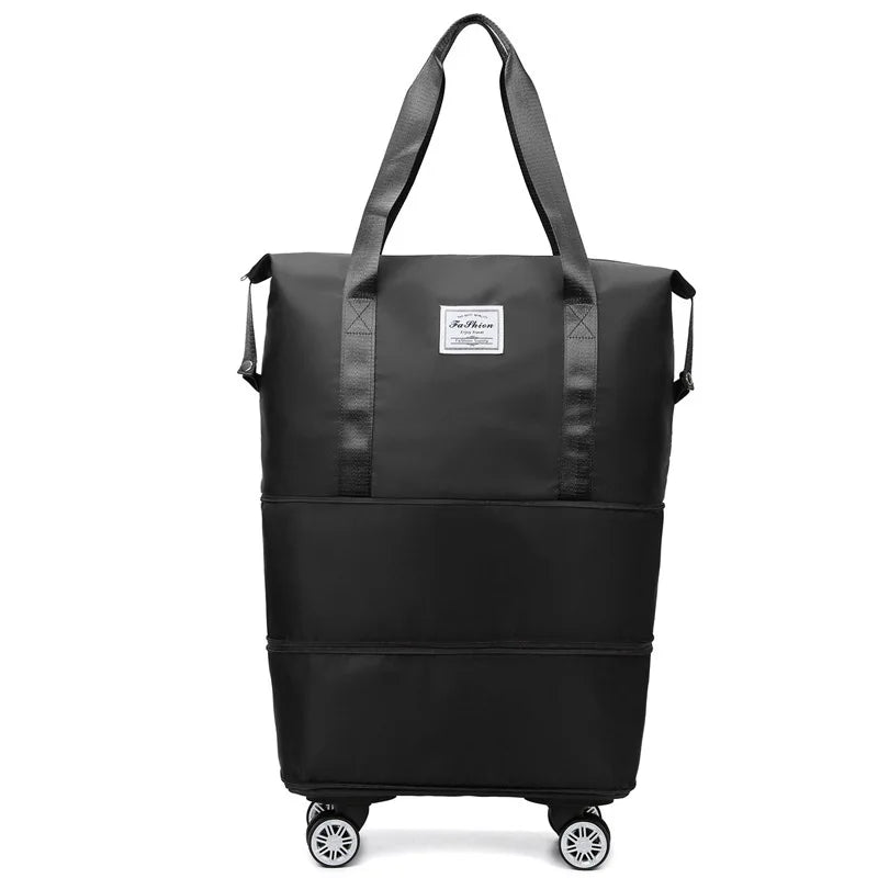 Travel Trolley Luggage Storage Bag With Wheels Waterproof Pulley Portable Collapsible Expandable Fashion Large Capacity Shopping