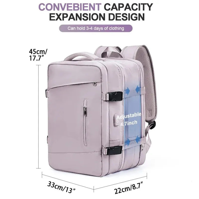 Likros Travel Backpack for Women Expandable Weekender Hiking Laptop Backpack with USB Port Large Waterproof 40L Men's Backpack