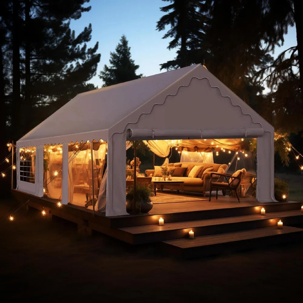 20'x16' Outdoor Heavy Duty Party Tent Large Commercial Canopy Wedding Event Shelter with Removable Sidewalls & 3 Storage Bags f