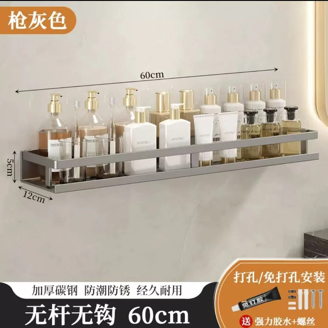 Bathroom storage rack, non perforated wall storage rack, comes with strong adhesive and screws
