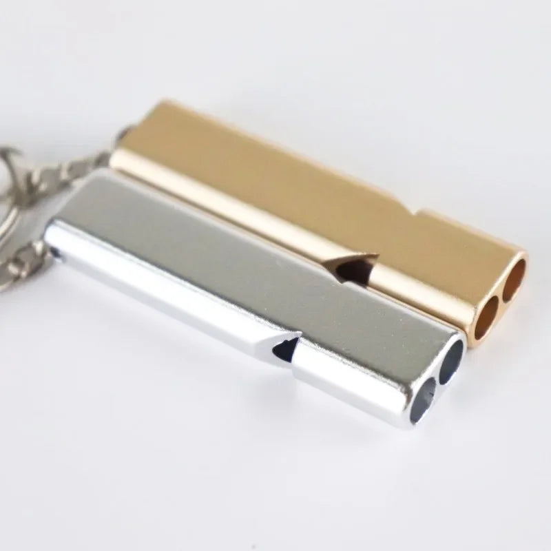 Dual Frequency Survival Whistle Flat Metal Whistle for Outdoor Hiking Climbing Emergence Whistle Cheerleading Souvenirs
