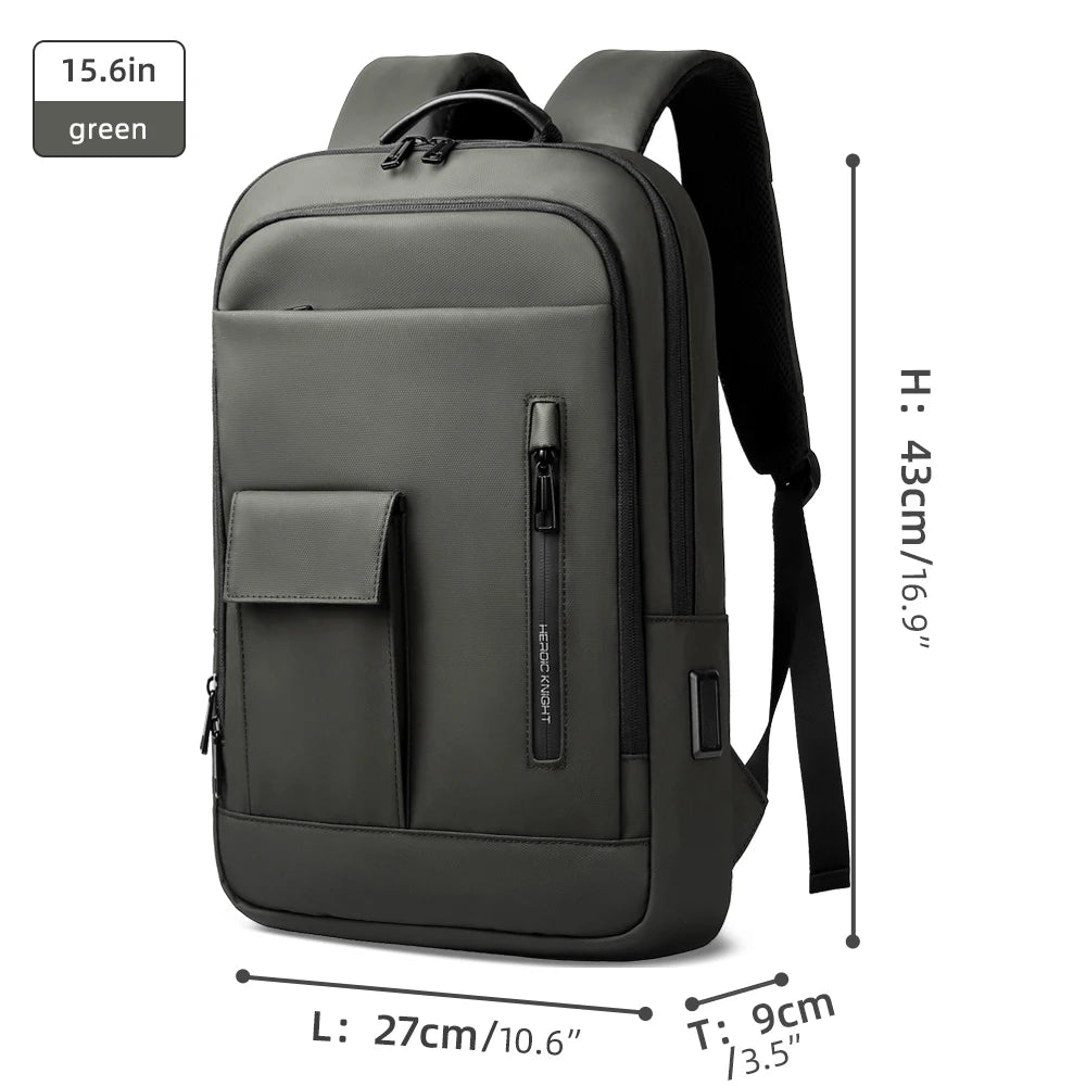 Heroic Knight Multifunctional Laptop Backpack Stylish Men Classic USB Charging Business Backpack Waterproof Slim Work Backpack