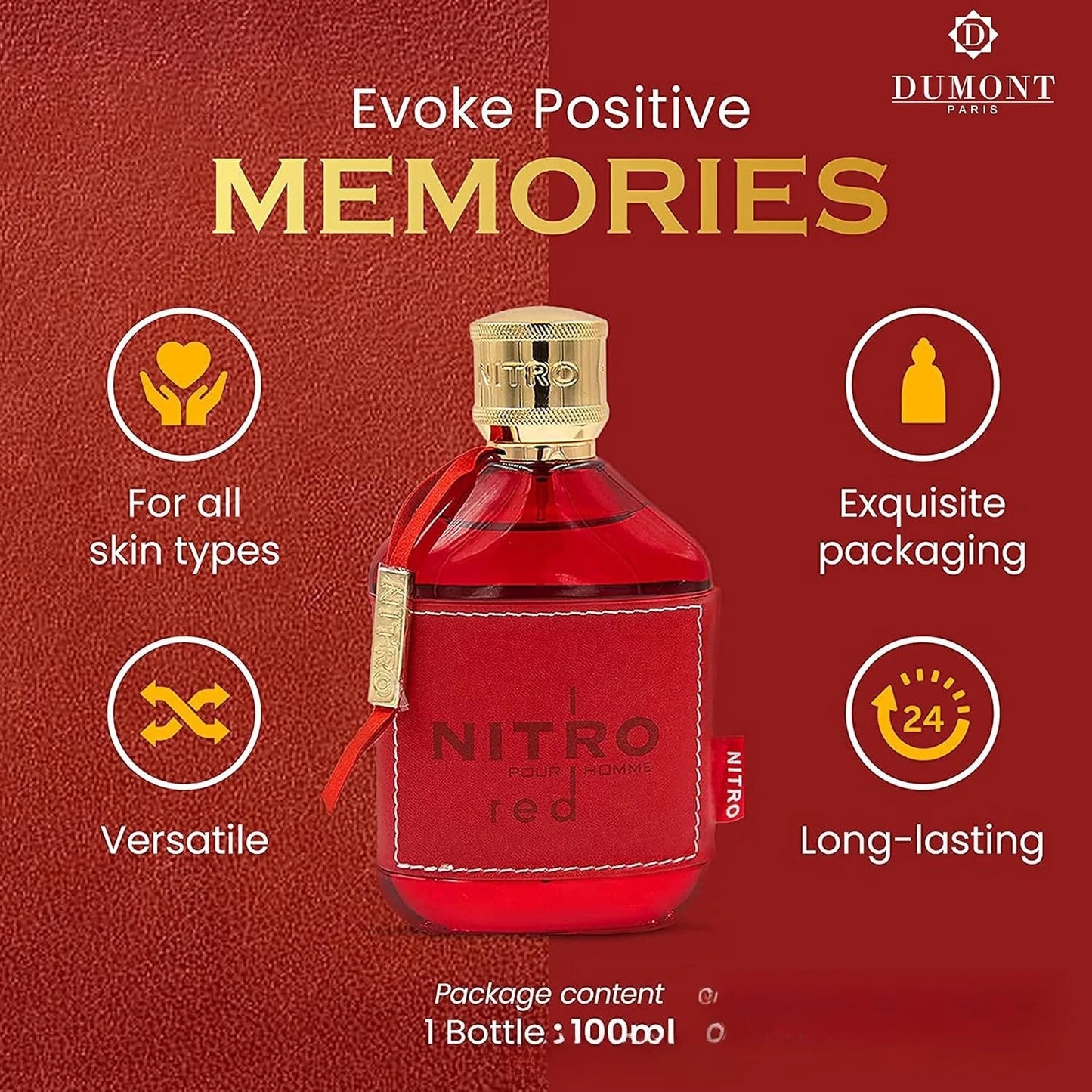 Dumont NITRO RED 100ml Free Shipping fruity Dubai Arabian Middle Eastern Fragrance Long Lasting Women Eau De Parfum men EDP