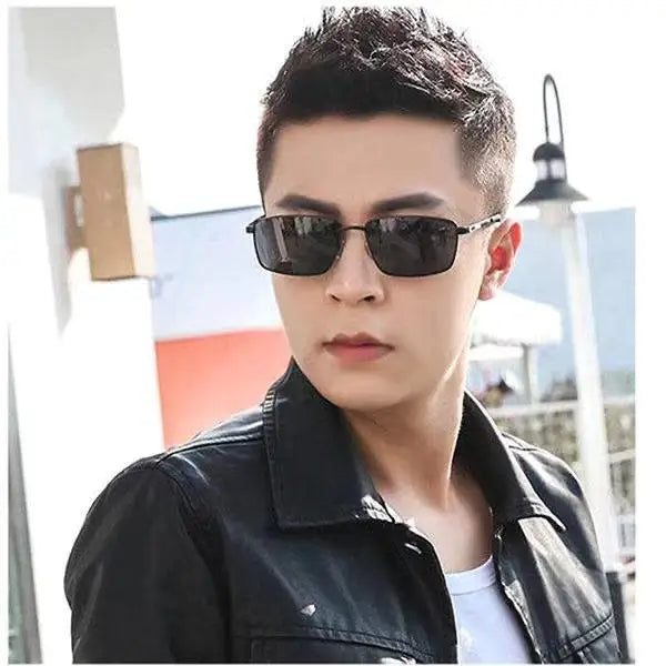 Men's Polarized Photochromism Sunglasses Men Metal Frame Rectangle Sun Glasses Night Fishing Driving Eyewear UV400 Gafas De Sol