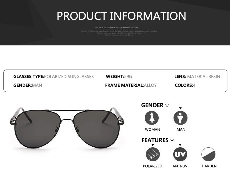 Sunglasses Men Polarized Fashion Classic Pilot Sun Glasses Fishing Driving Goggles Shades For Women Oculos