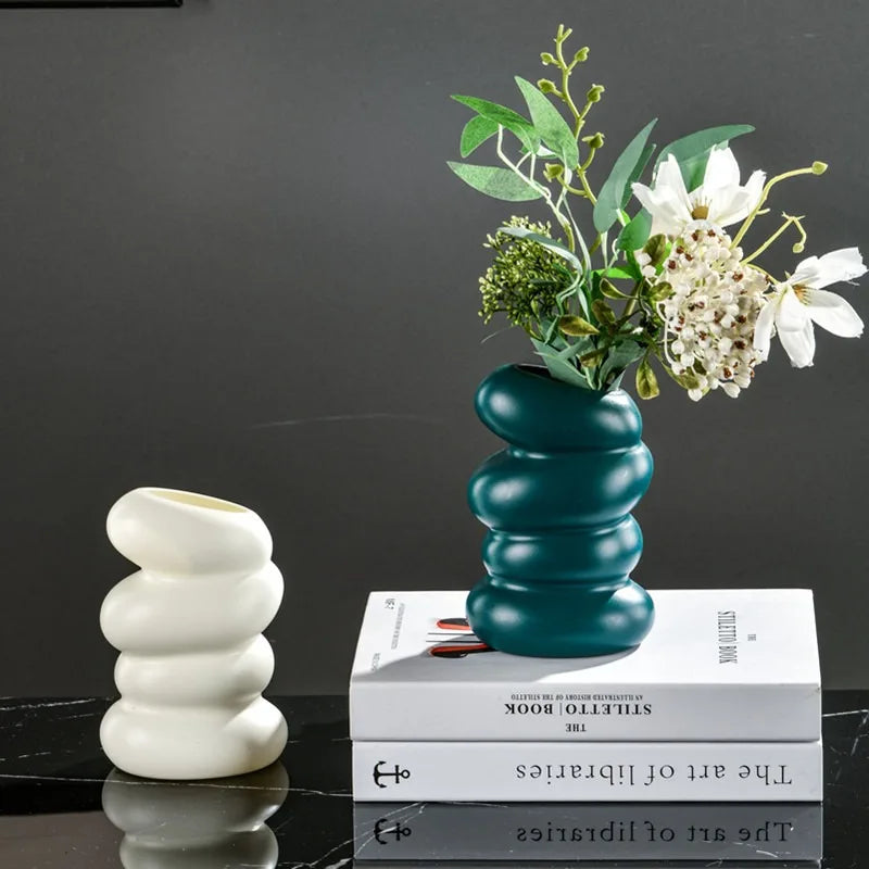 1PC Plastic Spiral Decorative Vase Scandinavian Flower Arrangement Kitchen Living Room Bedroom Home Wedding Decoration Ornament