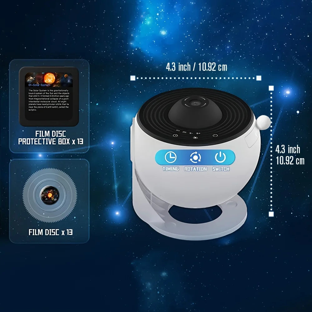 1pc Star Projector Night Light,Galaxy Projector,Planetarium Projector For Bedroom,Aurora Projector Include Replaceable 13Discs