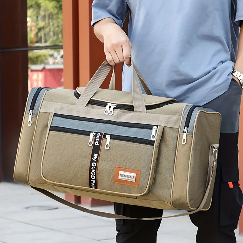 Large Capacity Multifunctional Nylon Luggage Bag Foldable Portable Travel Duffel for Men Business Trip Clothing Storage