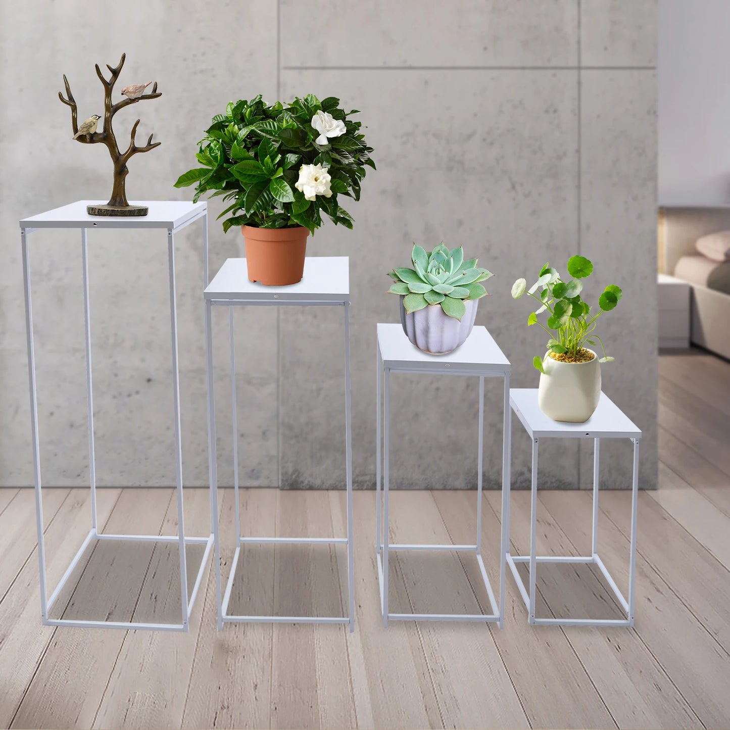 4Pcs Wedding Flower Stand Metal Plate, Floor Vase Column Geometric Centerpieces for Table Arrangement Event Reception Decoration