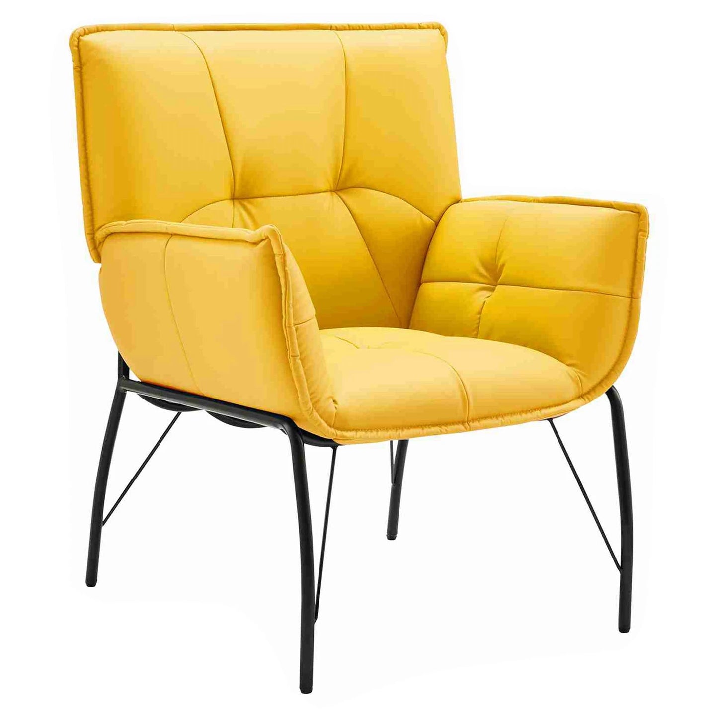Chair Body Hugging Chair Metal Legs Faux Sponge Filling Modern Chair For Reading Room Relaxing Room Yellow Lounge Accent Chair