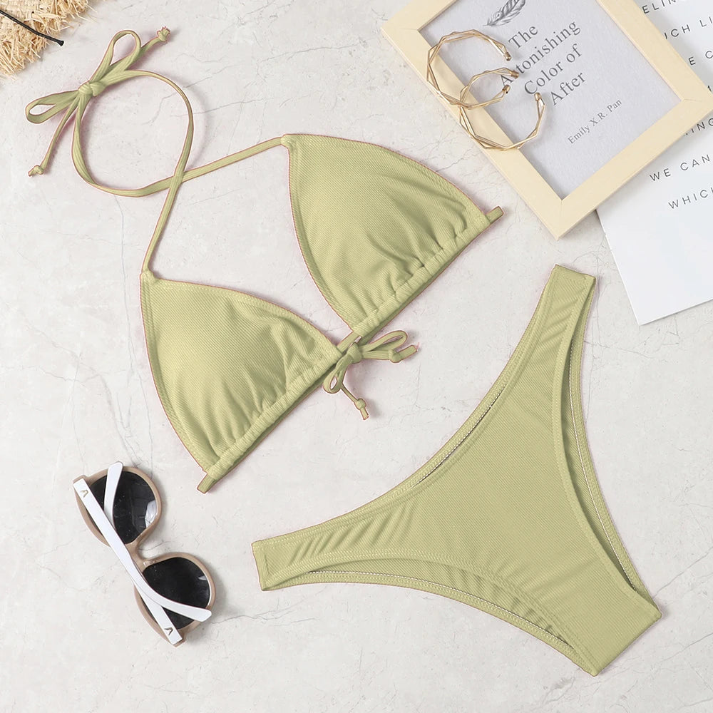 23 Year Classic Triangle Bag Sexy Women's Bikini Brazilian Swimwear Push Up Bra Set Two Piece Swimwear Swimwear Low Waist Shower