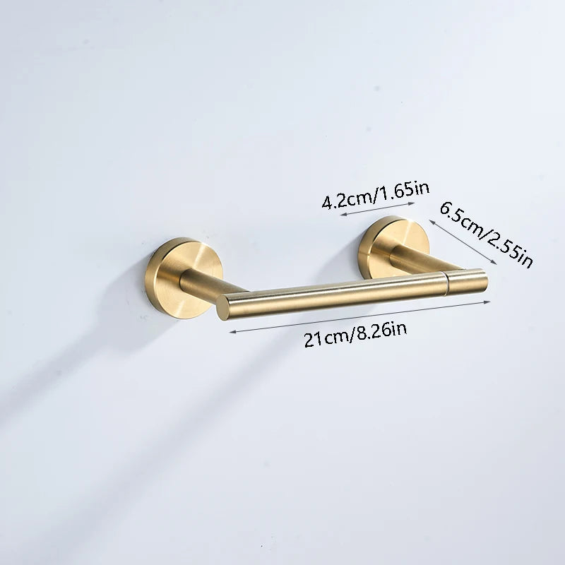 Stainless Steel Toilet Paper Holder Wall Mounted Toilet Paper Roll Holder Golden Bathroom Tissue Hanger Household Items Hardware