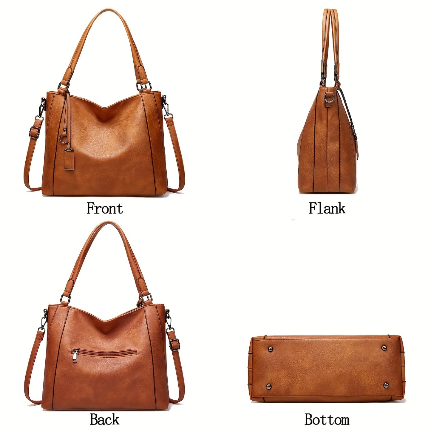 Women Bag Soft PU Leather Retro Designer Large Capacity Multi-pocket Casual Ladies Shoulder Crossbody Bag Mother's Day Gift Adj
