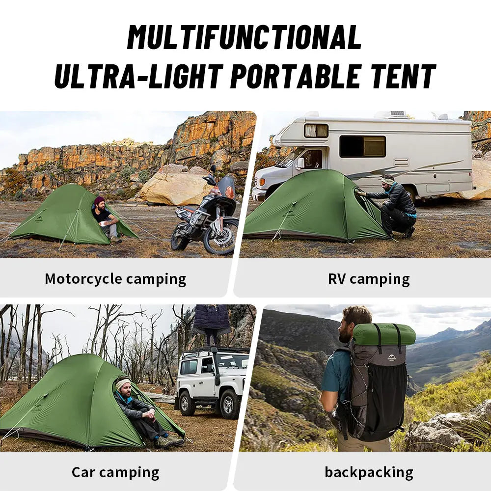 Naturehike Cloud Up 2 People Tent Ultralight 20D Camping Tent Waterproof Outdoor Hiking Travel Backpacking Cycling Fishing Tents