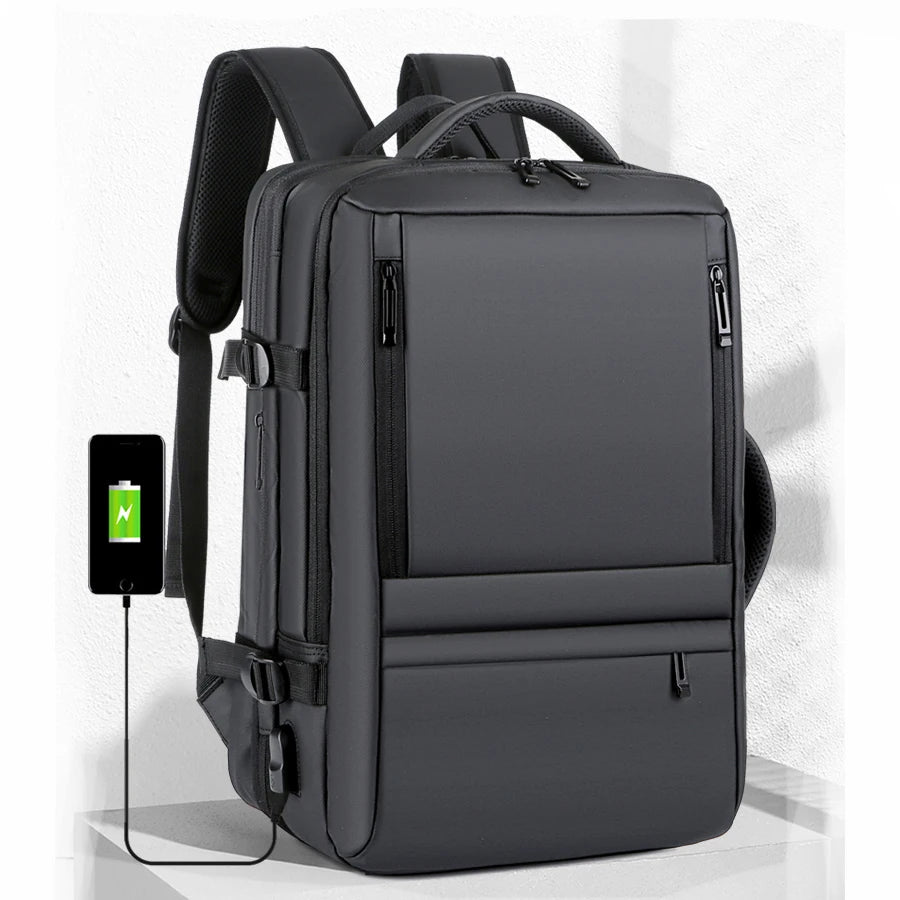 Mens Business Carry On Travel Backpack Flight Approved 40L Expandable Water Resistant 16" Laptop Backpack USB Charging Port