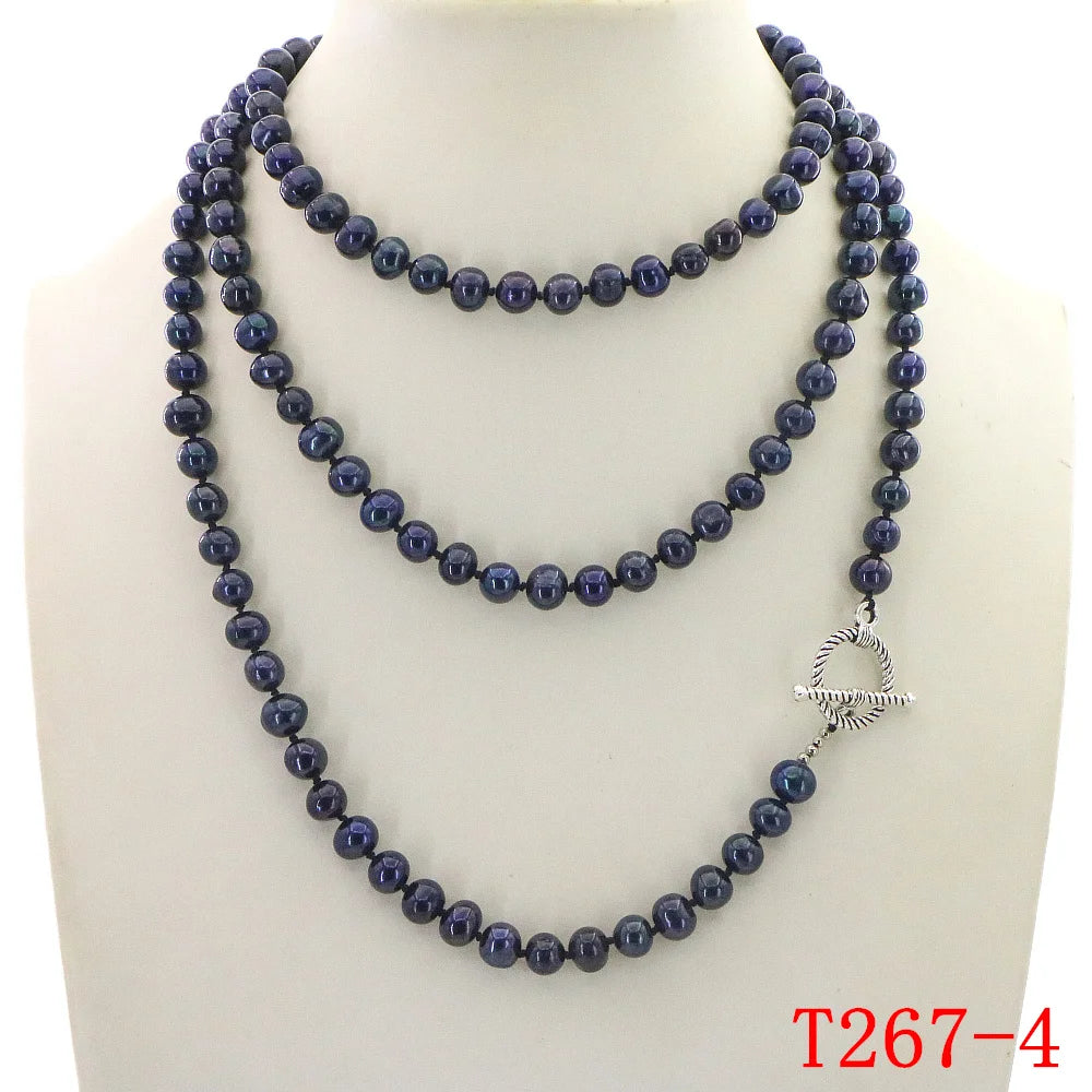 Natural Freshwater 7-8mm Long Pearl Necklace Women In Necklaces 127cm Fashion Hot Charming Jewelry Girl Birthday Gift T261