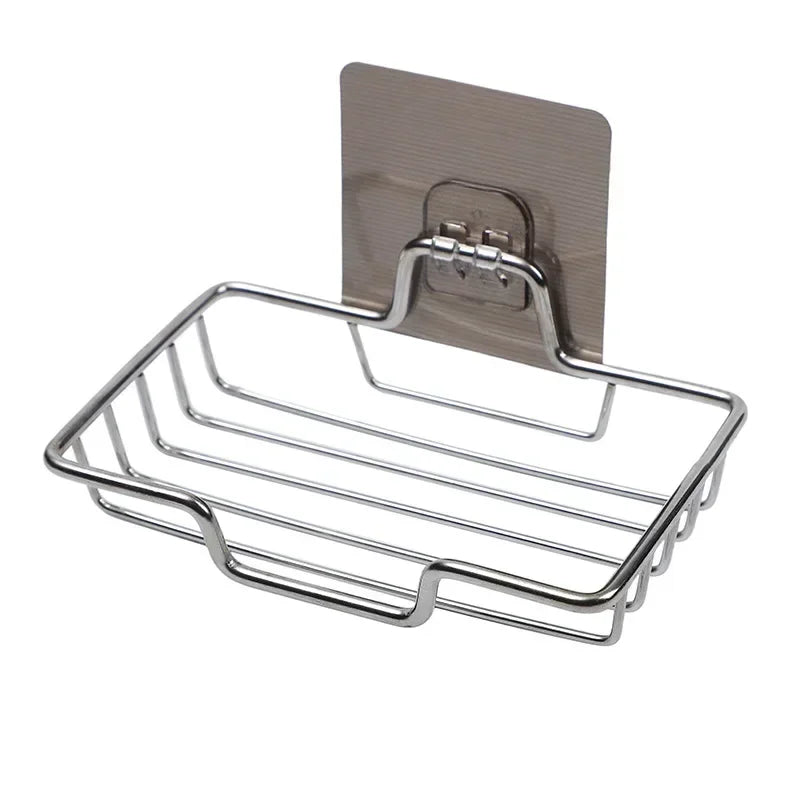 High Quality Soap Rack Wall Mounted Soap Holder Stainless Steel Soap Sponge Dish Bathroom Accessories Dishes Self Adhesive
