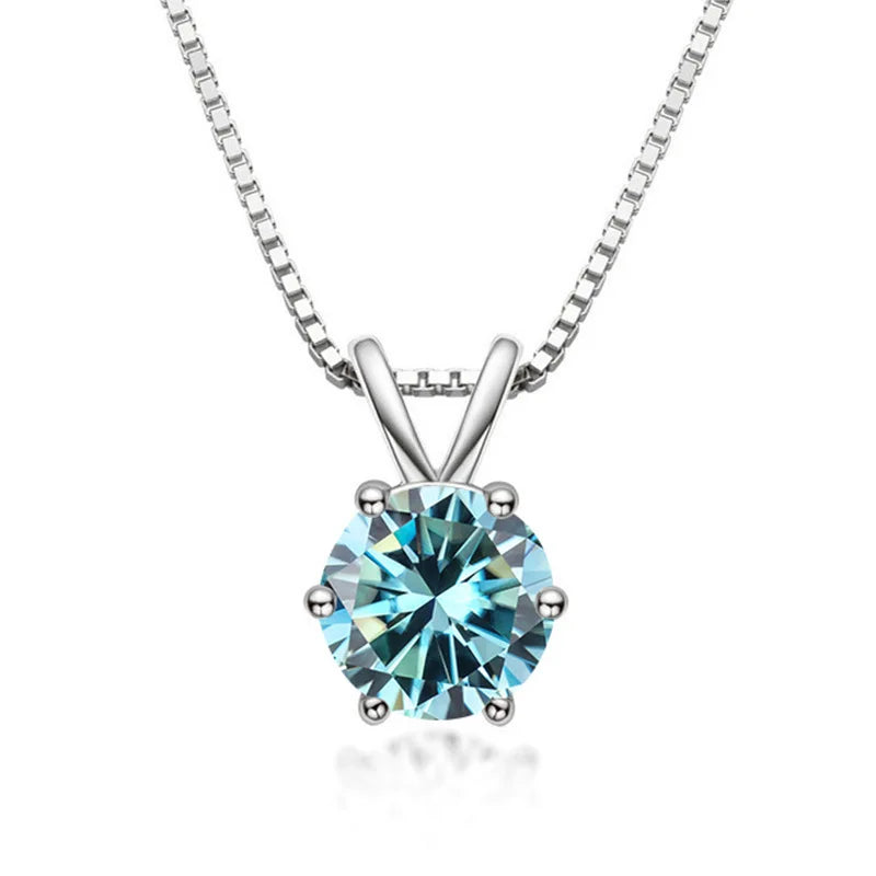 1 Carat Multi-Color D VVS1 Moissanite Pendant Necklace in 925 Sterling Silver - Fine Jewelry Gift for Weddings & Engagements