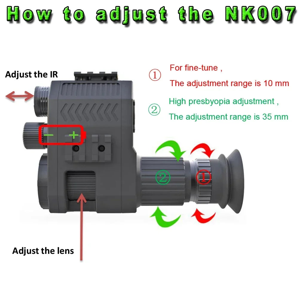Megaorei NK007plus 200-400M Monocular 1080P Digital Night Vision Scope Infrared Camcorder with 4x Zoom for Outdoor Hunting