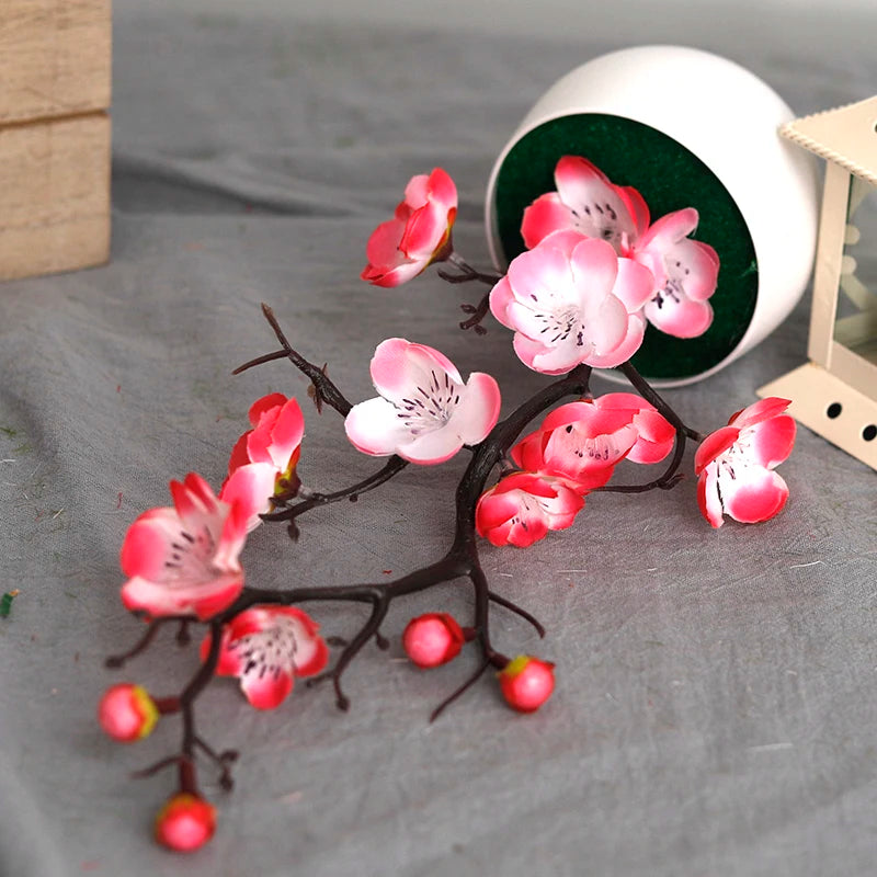 Simulation Plum Flower Pot Plant Artificial Plastic Fake Flowers Home Office Desktop Ornaments Wedding Party Background Decor