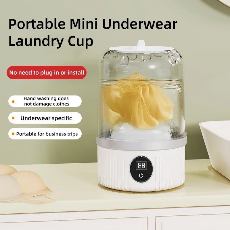 Wireless Washing Machine, , 1L Mini Sock Washing Machine,portable Underwear and Sock Cleaner, Dehydrating Washing Bucket