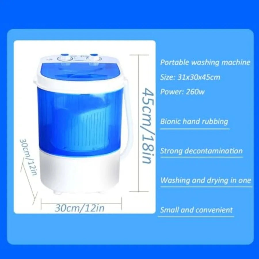 Semi-Automatic Portable Mini Washing Machine for Home Use with 2kg/4.4lb Washing Capacity Compact Design Saves Space Ideal for