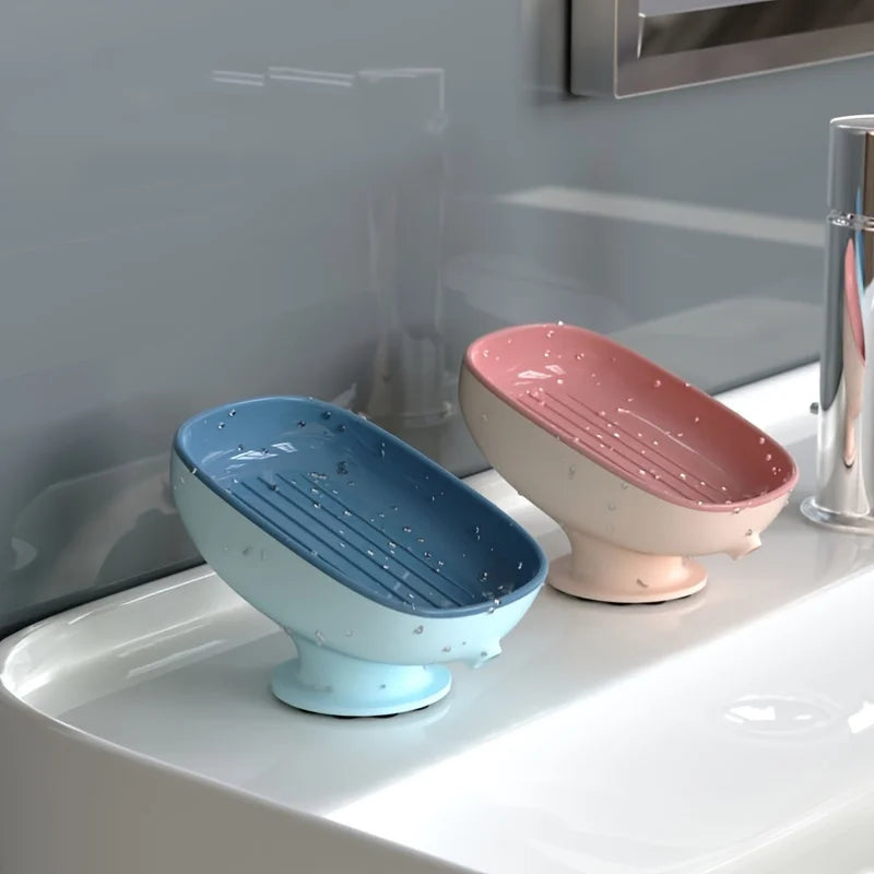 1pc Creative Soap Dish, Drain Soap Tray, Soap Holder With Suction Cup, Soap Rack For Bathroom Accessories