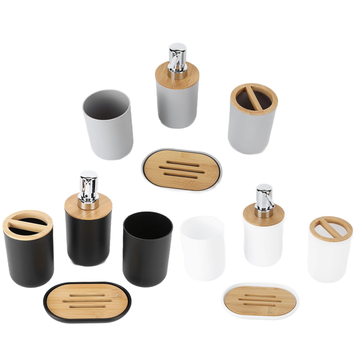 4Pcs Bathroom Accessory Set Bamboo Waterproof Gift Toothbrush Cup Soap Box for Home Hotel