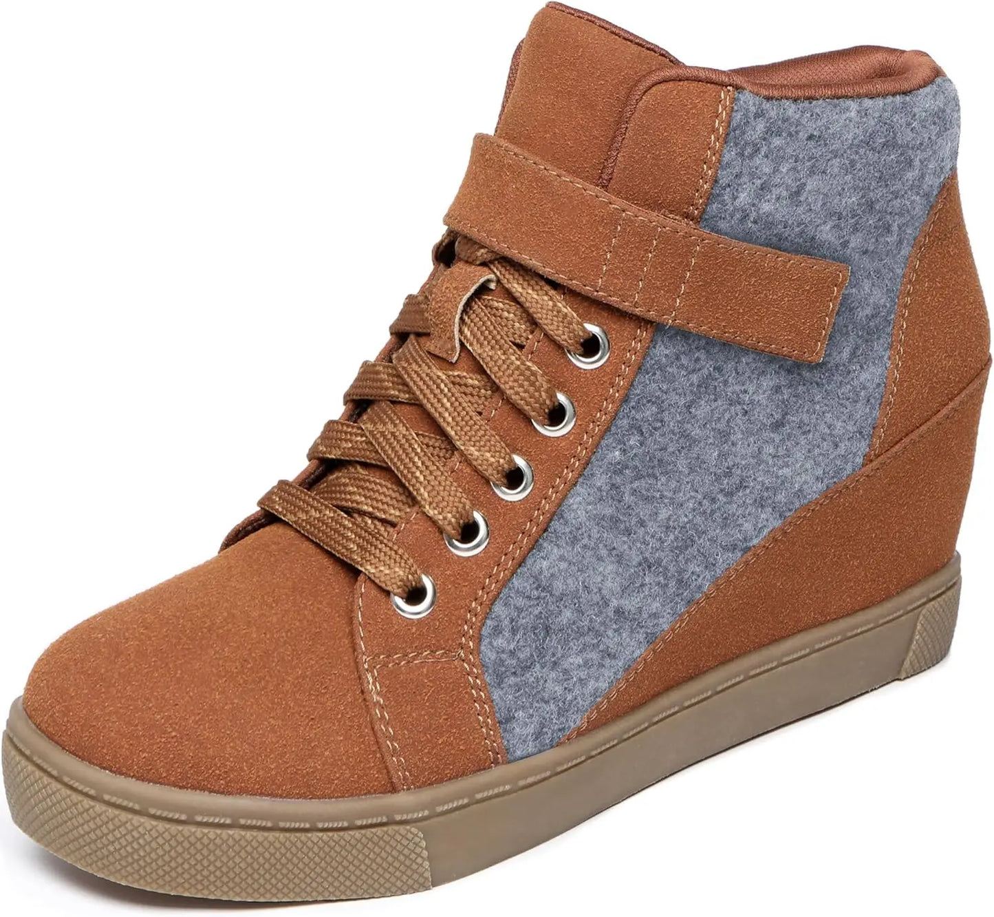 Women's Lace Up Wedge Sneakers High Top Fashion Sneakers Ankle Booties