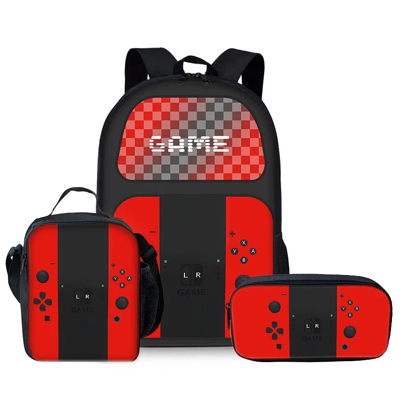 Trendy Popular Funny games console 3D Print 3pcs/Set pupil School Bags Laptop Daypack Backpack Lunch bag Pencil Case