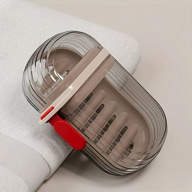 1/2Pcs Portable Soap Tray Leakproof Household Bathroom Drain Tray Bathroom Transparent Soap Box with Lid for Camping Traveling