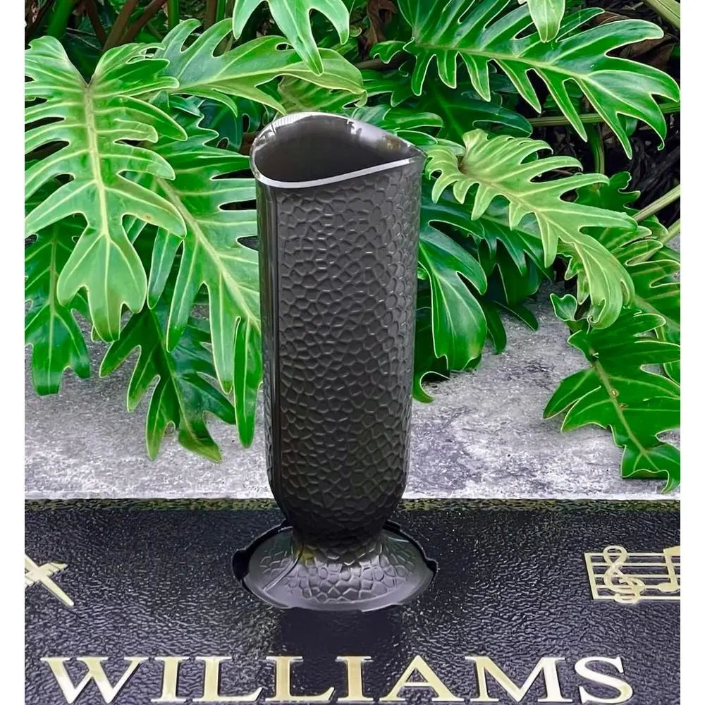 4 Plastic Cemetery Flower Vase with 3 Flanges to Lock-in, Dark Brown, Replacement Vase, Replica Quantity: 1