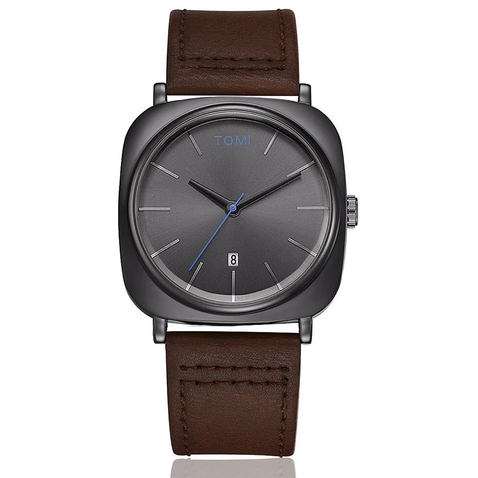 Elegant Watch for Men Simple Style Men Quartz Wrist Watches Casual Leather New Wristwatch Minimalist Black White Brown Man Clock