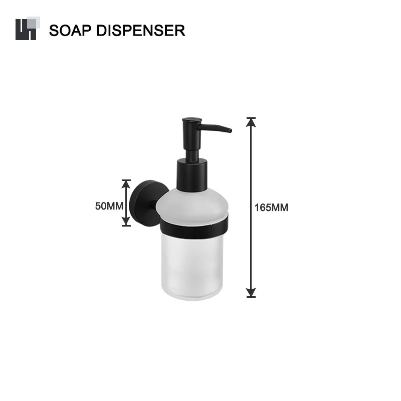 Brushed Gold Black Stainless Steel Wall-mounted Bathroom Storage Paper Towel Holder Toilet Brush Bath Robe Hook Soap Dispenser