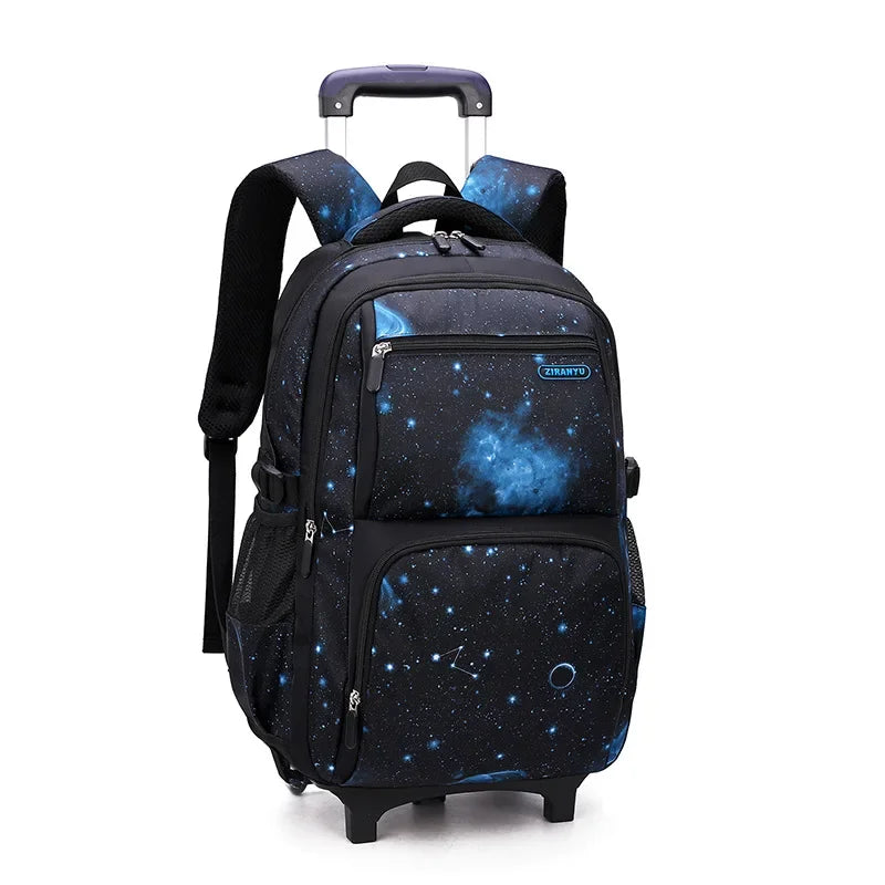 School Bag Kids Rolling Backpack for Boy Wheeled Backpack School Bag With Wheels Trolley Bookbag Carry on Luggage with Lunch Bag