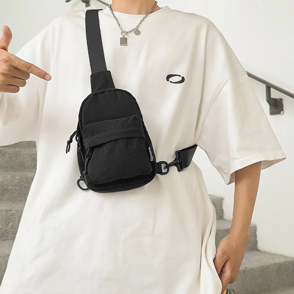 Men's Chest Bag, Trendy Small Shoulder Bag, Personalized and Fashionable Women's Crossbody Bag, Men's Casual Mobile Phone Bag