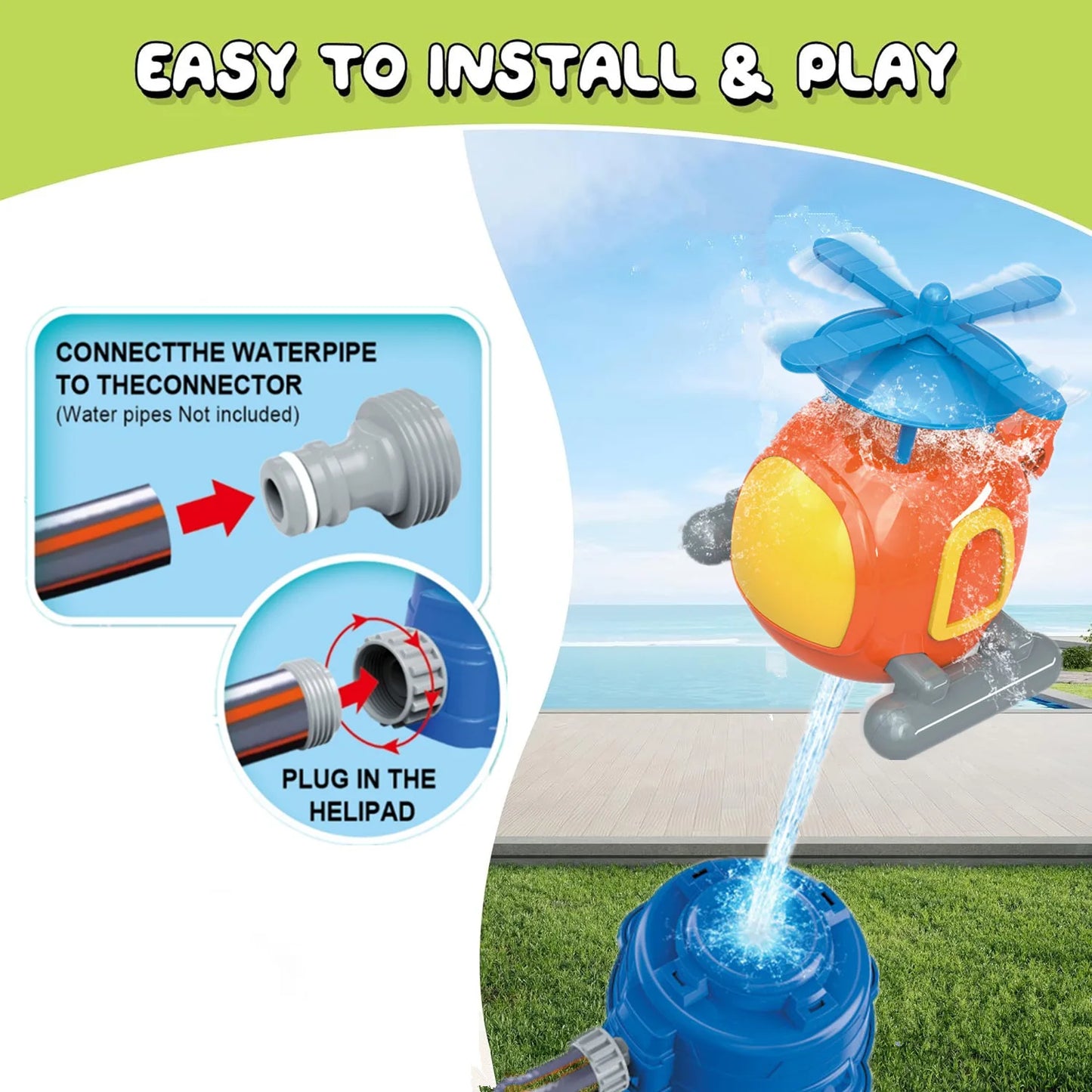 Flying Sprinkler Rocket Launcher Rotating Spray Kids Water Playing Splashing Toy Fun Interaction Garden Lawn Game Outdoor Gifts