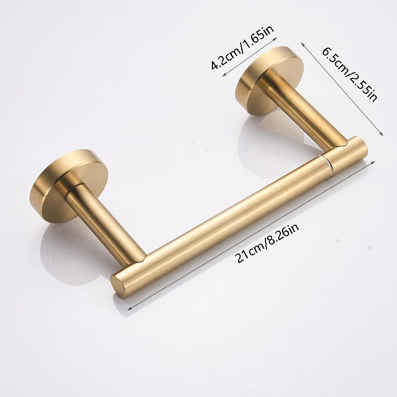 Stainless Steel Toilet Paper Holder Wall Mounted Toilet Paper Roll Holder Golden Bathroom Tissue Hanger Household Items Hardware