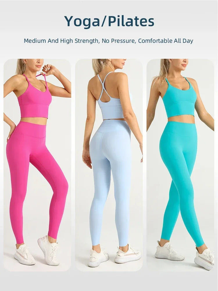 2 Piece Yoga Clothes Women's Tracksuit Athletic Wear Pilates Fitness Suit Gym Workout Push Up Clothes Sports Bra Leggings Suit
