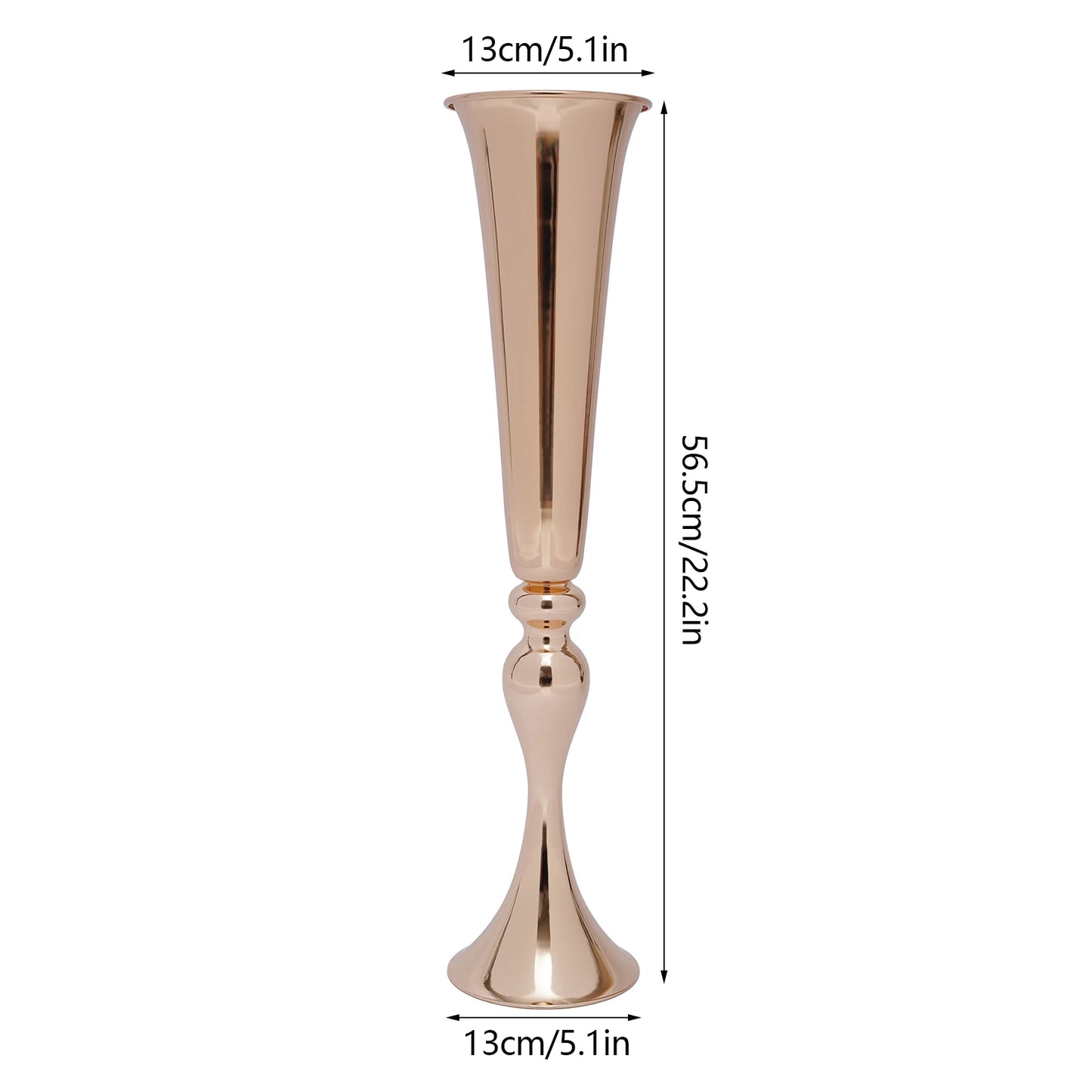 6Pcs Metal Trumpet Vases Desktop Metal Trumpet Centerpieces Vase Welcome Area Road Guide Flower Holder Height Wedding Props