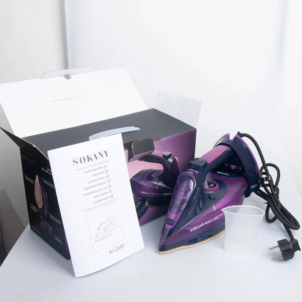 Steam Iron for Clothes, 2400W Rapid Even Heat, Portable Steam-Dry & Steam Iron - Non-Stick Ceramic Soleplate Home Steam Iron